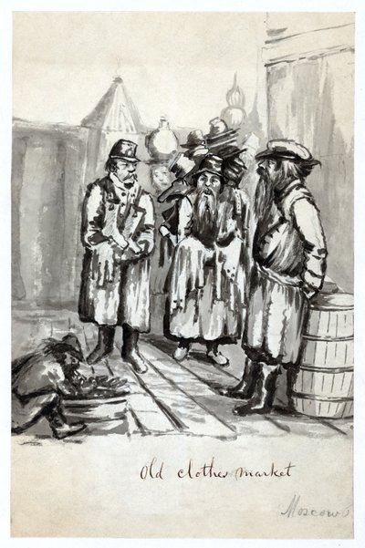 Old Clothes Market, Moscow, published c.1862 by Bayard Taylor